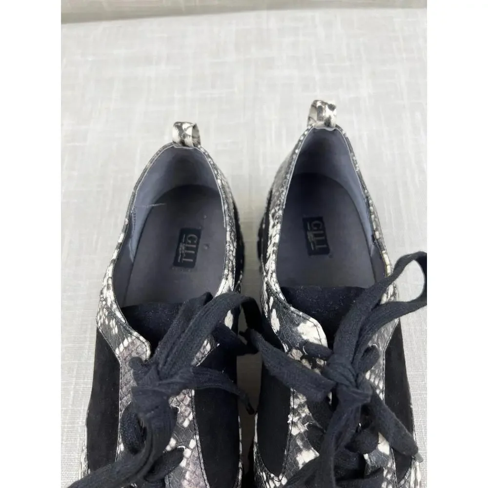 Gili Womens Black and Snake Print Sneakers Size 9M/39‎